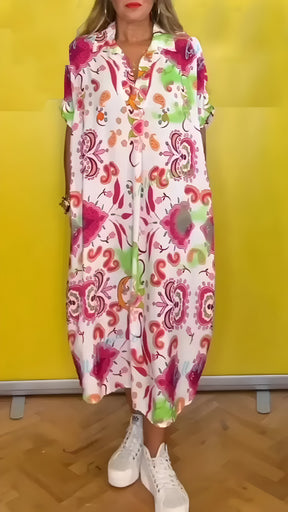 Vestido Lidia - Estampado - Super Leve e Solto Caimento Perfeito (Verão 2025)
