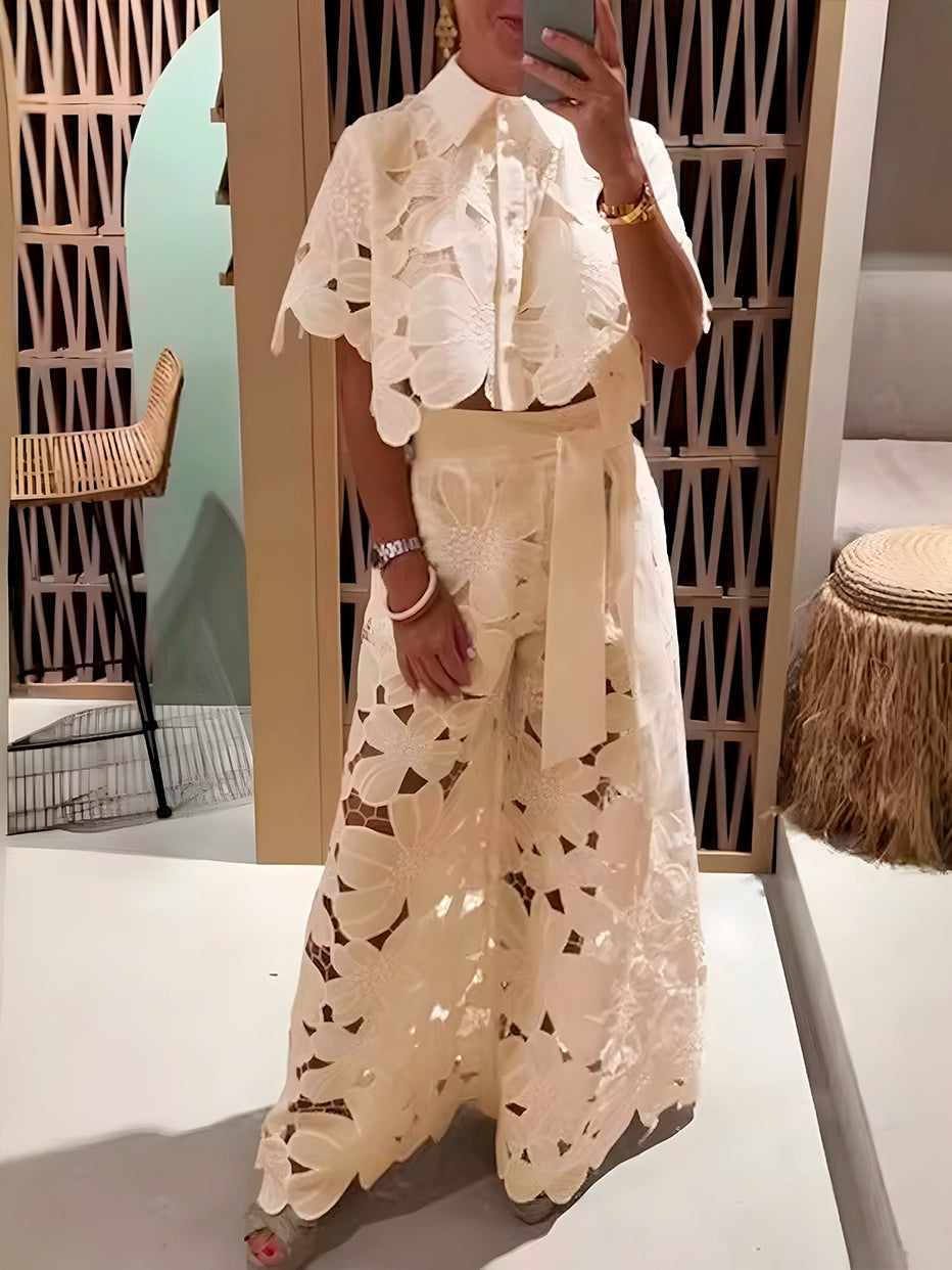 Conjunto Pluzi Calça + Camisa de Renda Leve e Soltinha (Verão 2025)