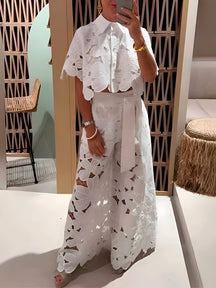 Conjunto Pluzi Calça + Camisa de Renda Leve e Soltinha (Verão 2025)